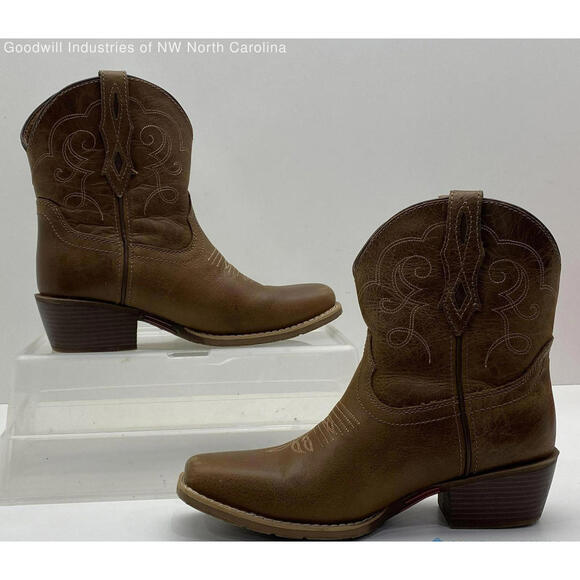 Justin Chellie Square Toe Brown Cowgirl Boots GY9510 Womenโs Size 8.5B Festival - Picture 1 of 6